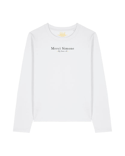 T-shirt femme à manches longues en coton Bio " Merci Simone "