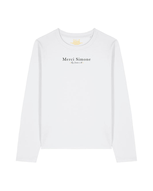 T-shirt femme à manches longues en coton Bio " Merci Simone "