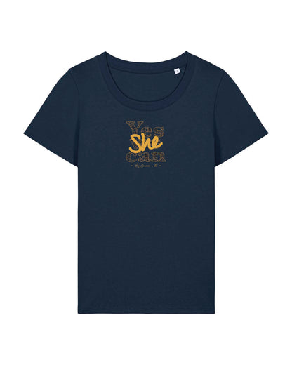 Women's organic cotton "Yes she can" leopard t-shirt