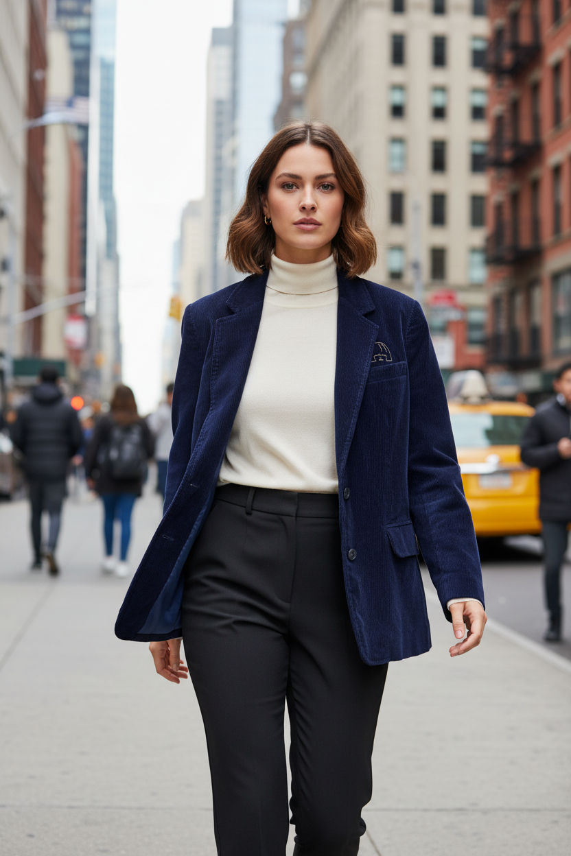 Veste bleu marine - décor urbain