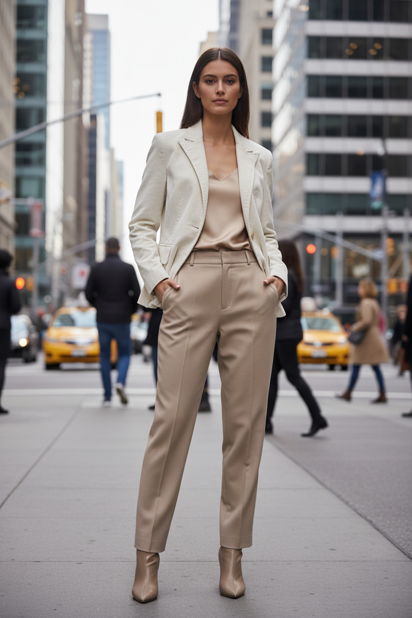 Veste crème - décor urbain