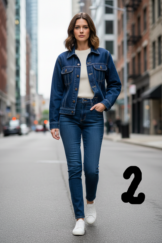 Veste denim bleu marine - décor urbain alternatif