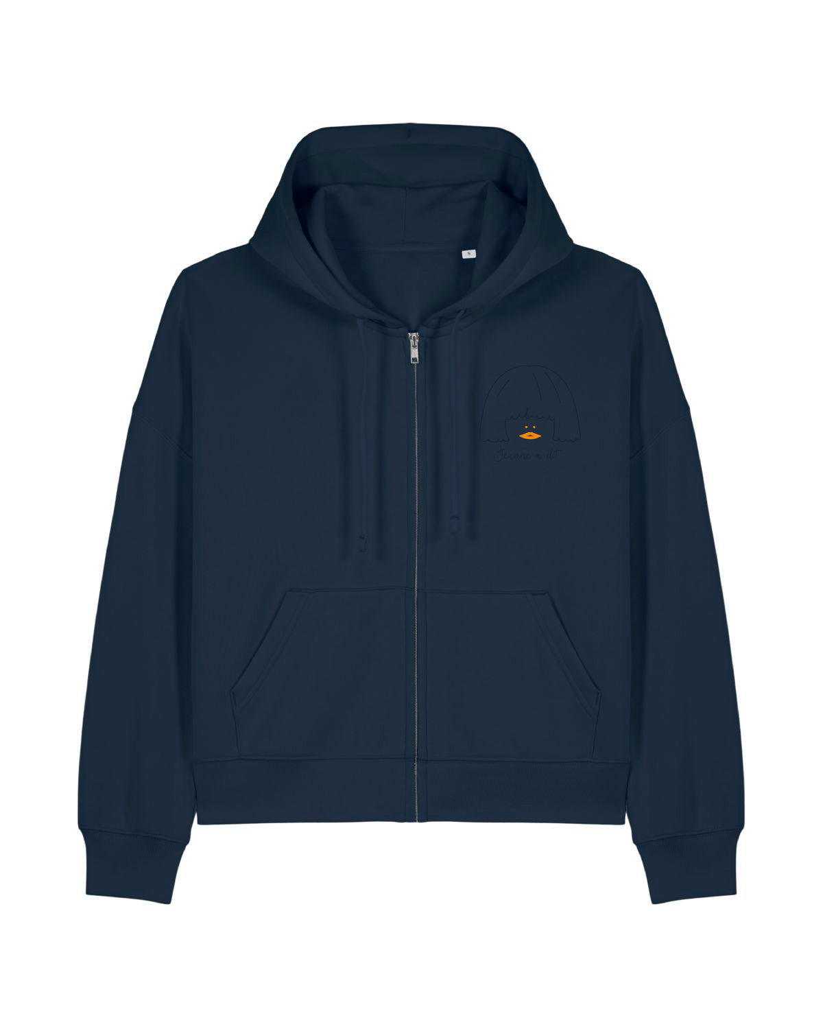 Organic cotton zip jacket with embroidery on the back