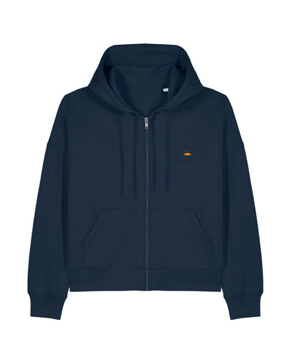 Organic cotton zip jacket with embroidery on the back