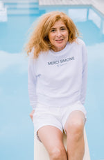 Sweat femme crop en coton Bio " Merci Simone "